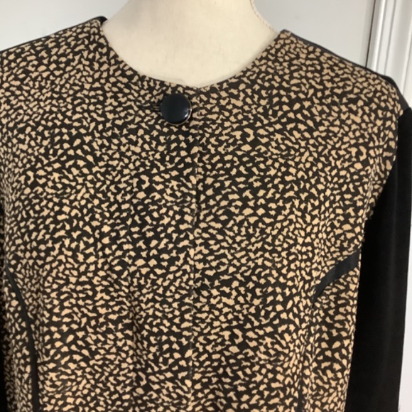 VINTAGE DESIGN TODAYS JACKET 1X BLACK WITH ANIMAL PRINT BUTTON FRONT MADE IN USA - Picture 3 of 11